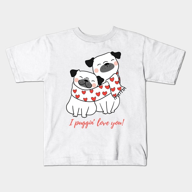 Couple of pugs valentines Kids T-Shirt by Rdxart